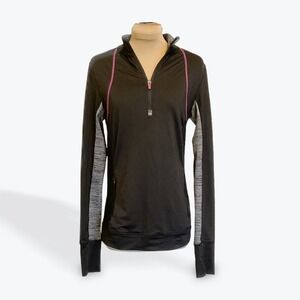 Kyodan Women's Black Heather Grey Mesh Quarter Zip Athletic Jacket P S